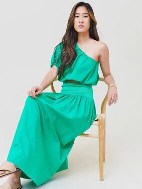 Stateside One-Shoulder Green Skirt Set
